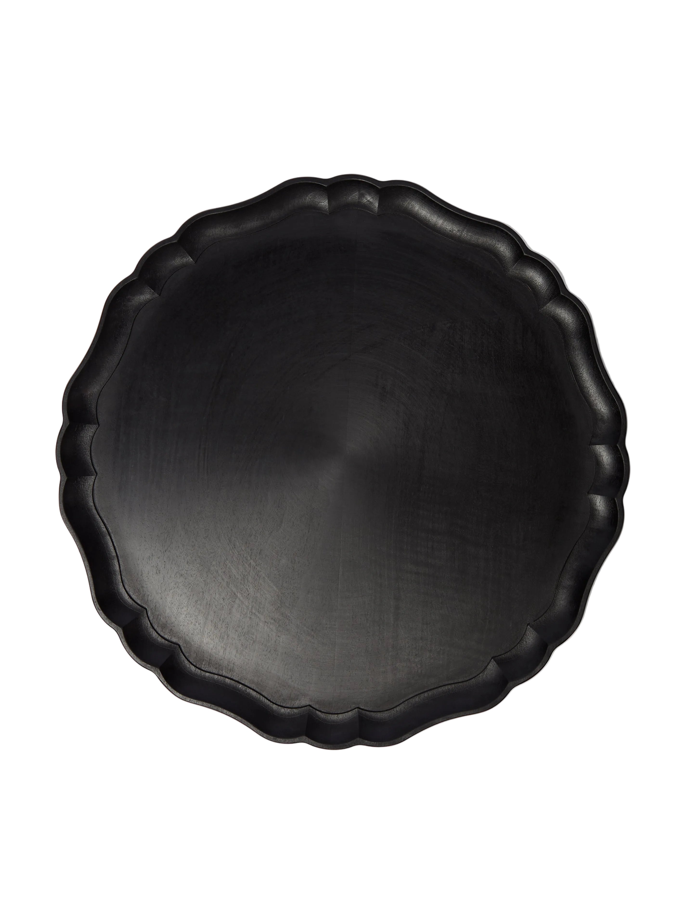 Italian Hand-Carved Wood Round Tray (11.5in/29cm)